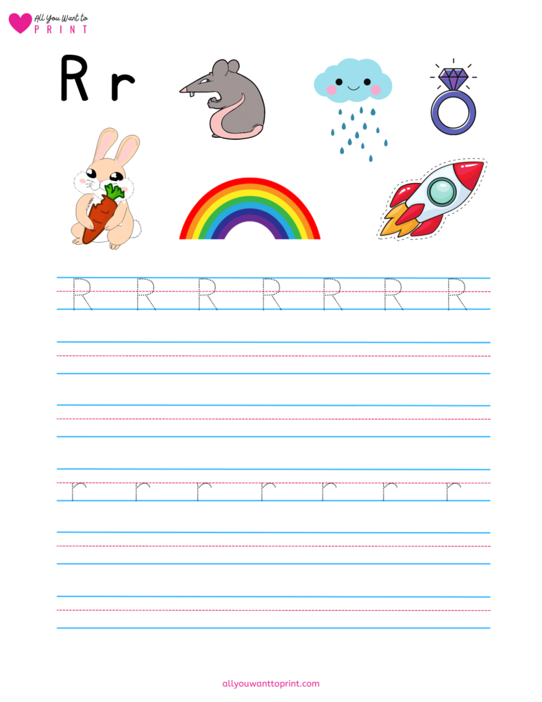 ABC A to Z alphabet tracing worksheet with pictures free printable pdf