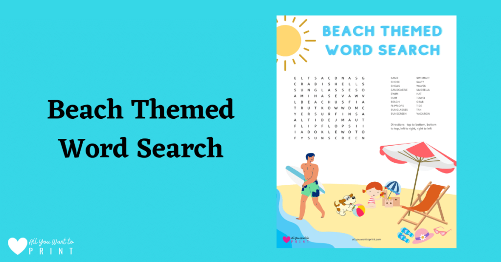 summer beach themed word find free printable pdf download for kids