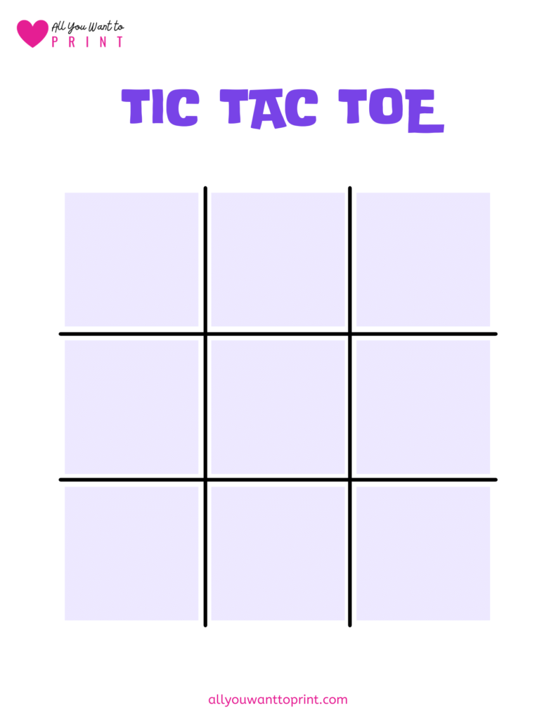 Tic tac toe kids game free printable download pdf