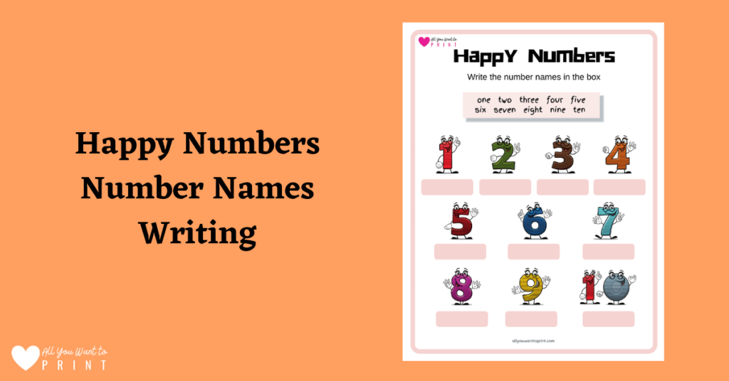 cute fun number names writing worksheet for preschool kindergarten homeschooling kids free printable pdf download