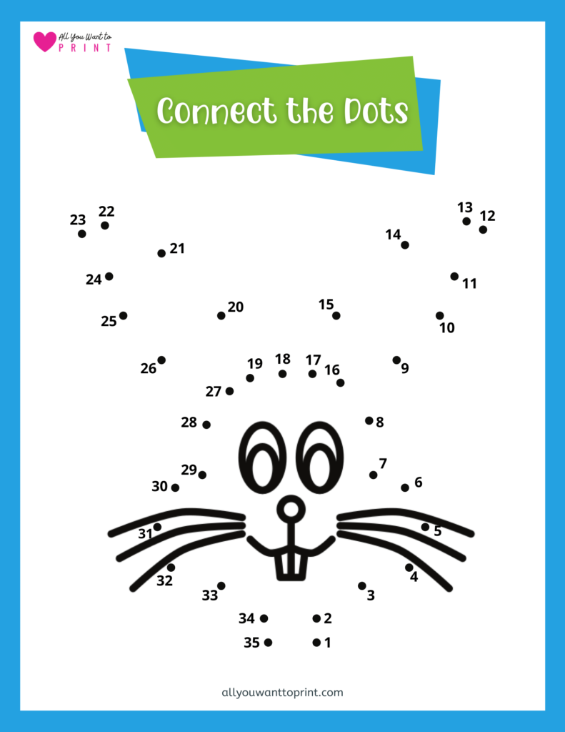 connect the dots free printable pdf download easter bunny dot to dot for preschool, kindergarten and homeschool kids