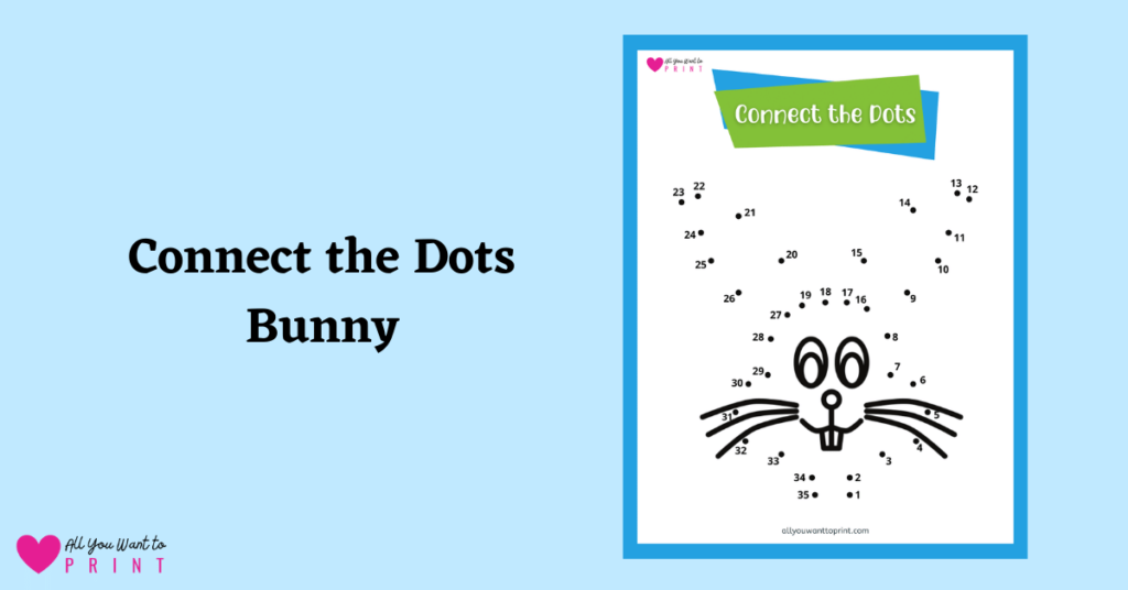connect the dots free printable pdf download easter bunny dot to dot for preschool, kindergarten and homeschool kids