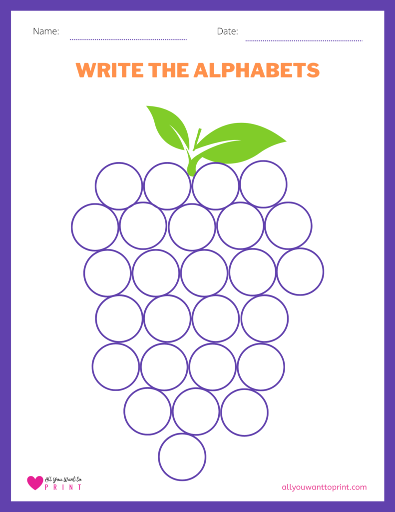 alphabet abc writing worksheet for preschool and kindergarten kids