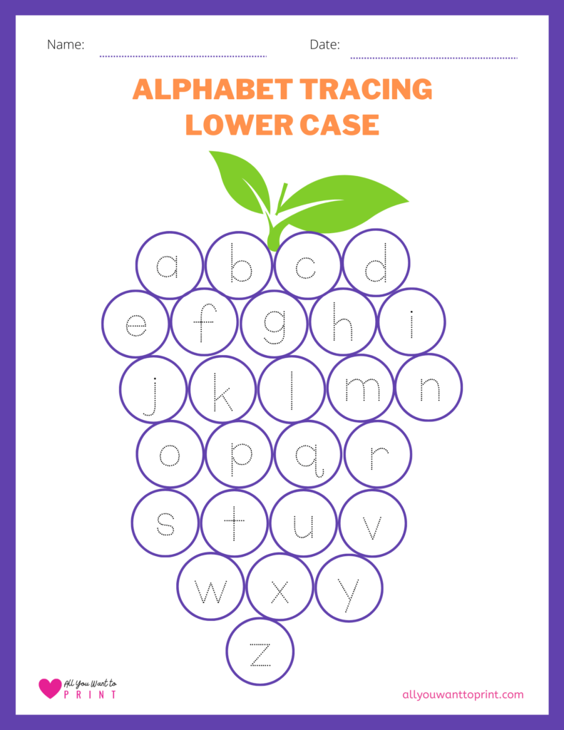 lower case alphabet abc tracing and writing worksheet for preschool and kindergarten kids