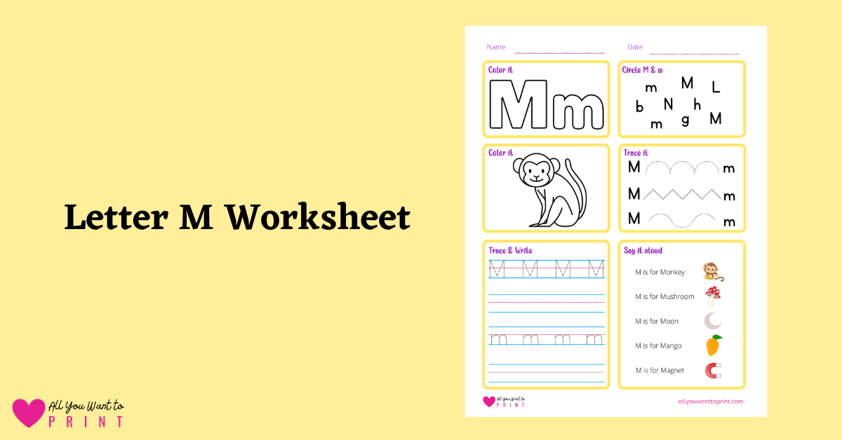 Free Printable Letter M Worksheet 6 Activities in 1