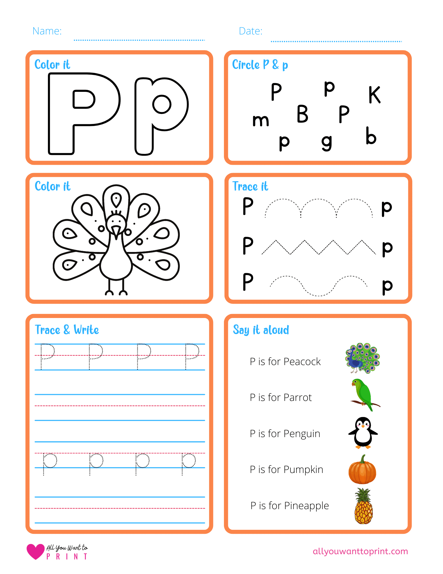 Free Printable Letter P Worksheet 6 Activities in 1