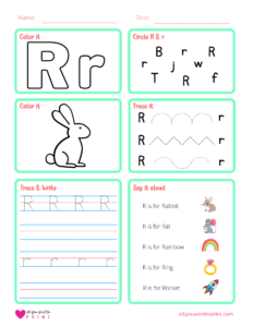 Free Printable Letter R Worksheet - 6 Activities in 1