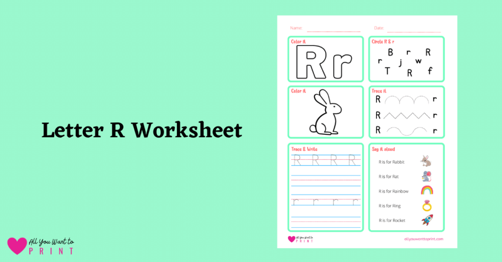 alphabet letter r worksheet printable for preschool, kindergarten, homeschool kids