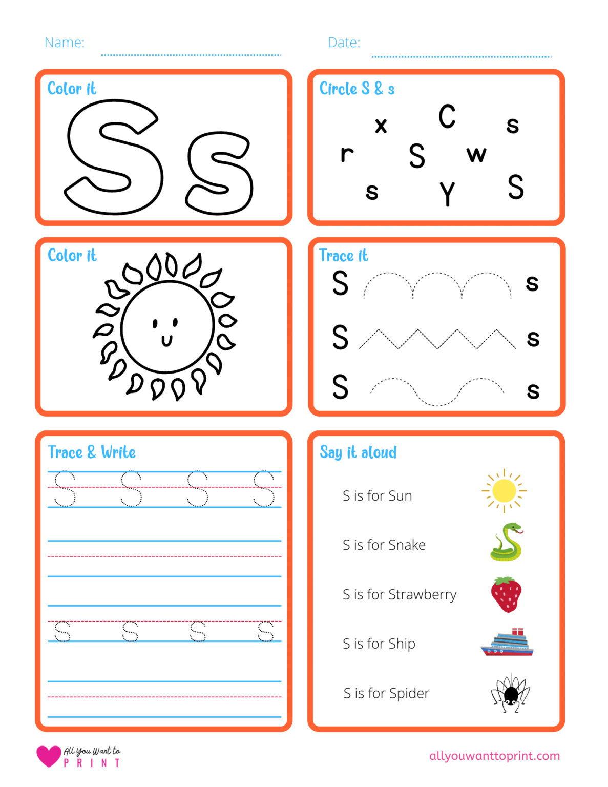 Free Printable Letter S Worksheet 6 Activities in 1