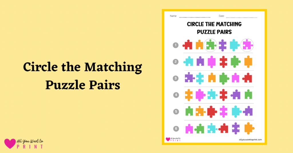 find and circle the matching puzzles same or different worksheet for kids
