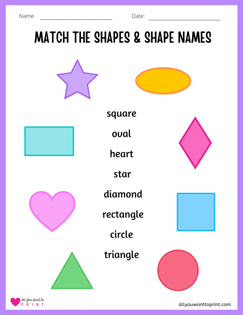 match the shapes and names worksheet pdf