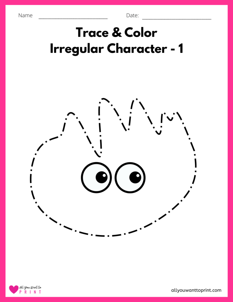 trace and color irregular shapes character 1