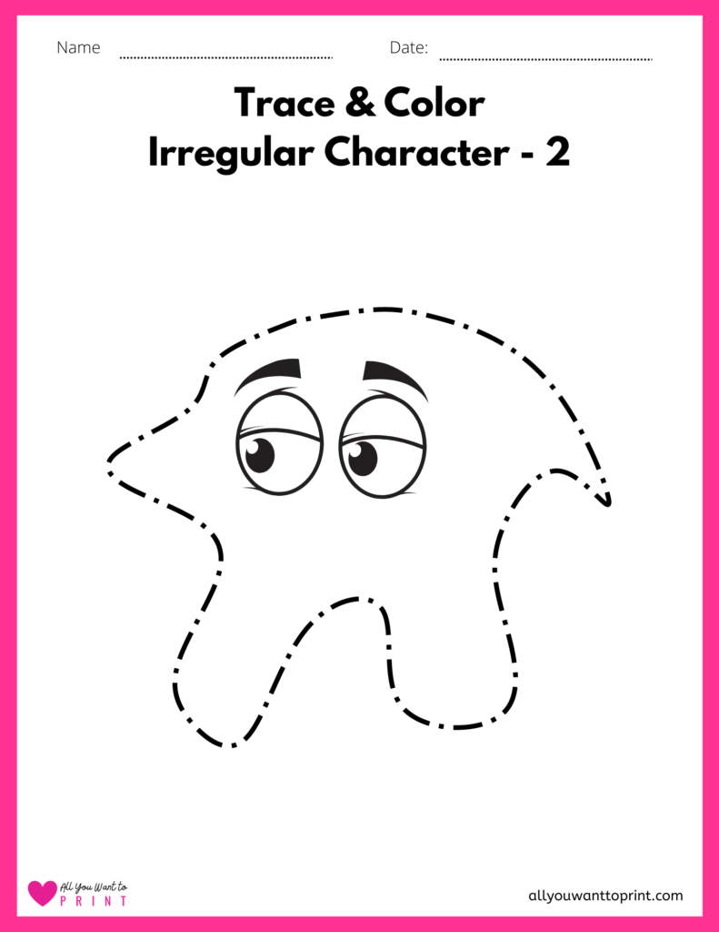 trace and color irregular shapes character 2