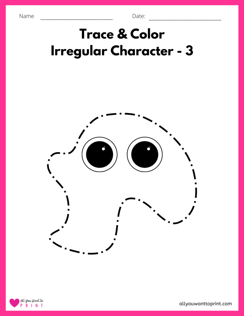 trace and color irregular shapes character 3