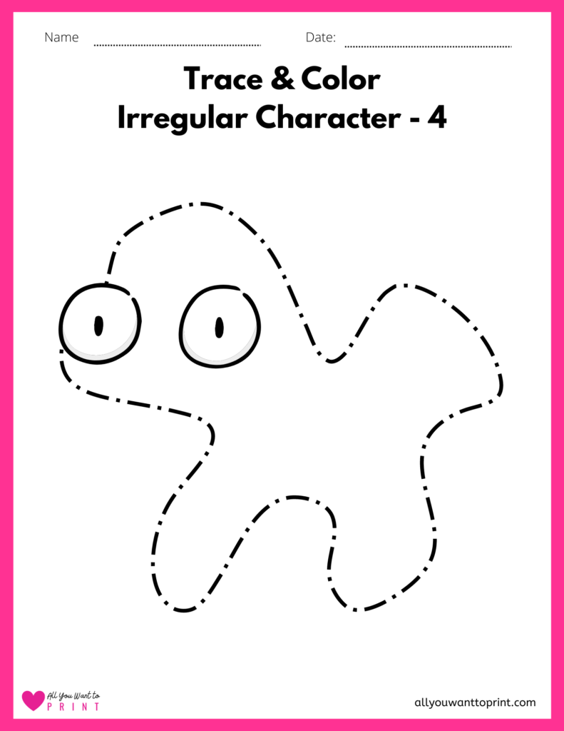 trace and color irregular shapes character 4