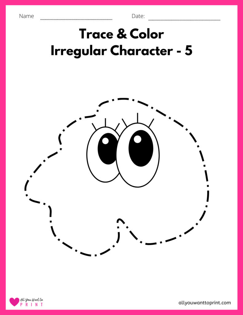 trace and color irregular shapes character 5