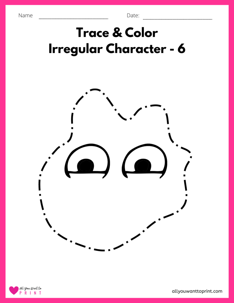 trace and color irregular shapes character 6
