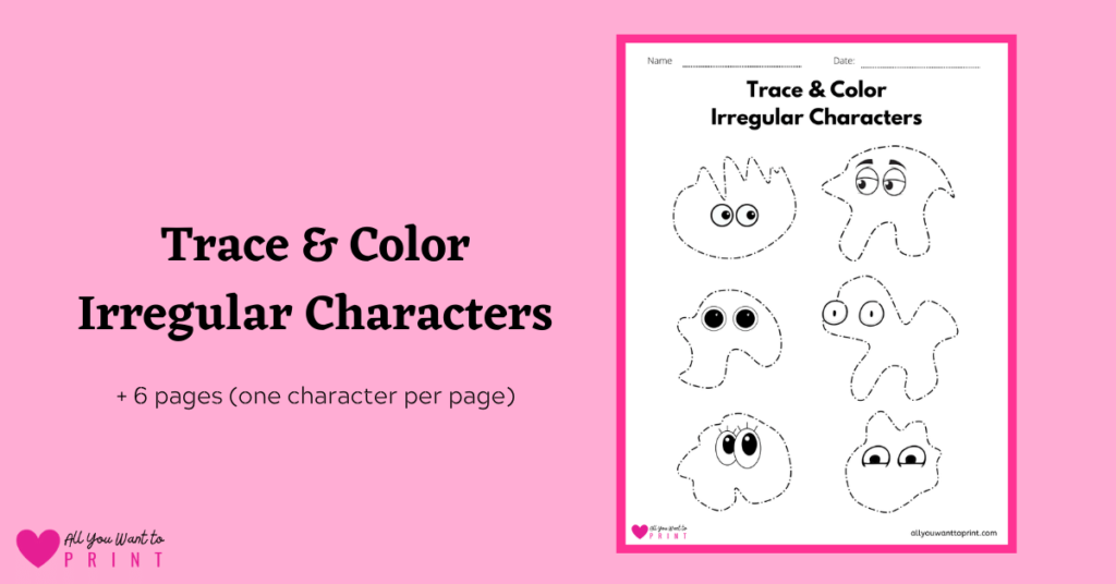 trace and color irregular shapes worksheet preschool kindergarten free printable