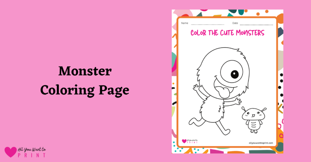 halloween cute monster coloring page for kids free printable