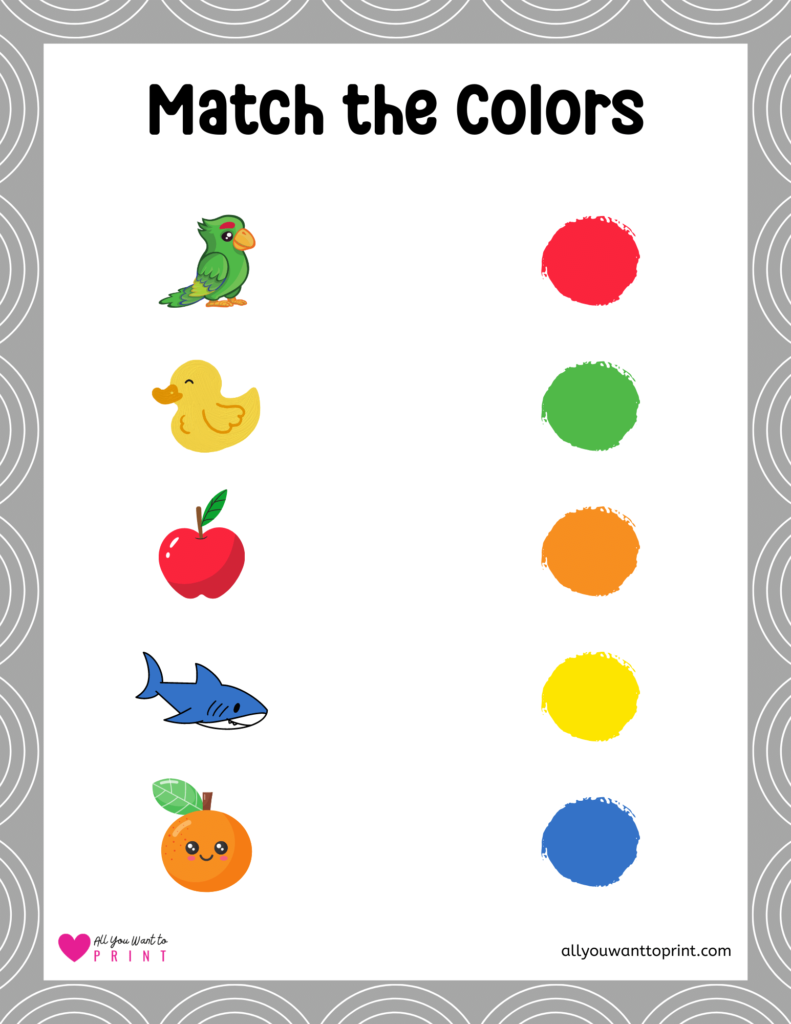 match the colors worksheet for preschoolers homeschool