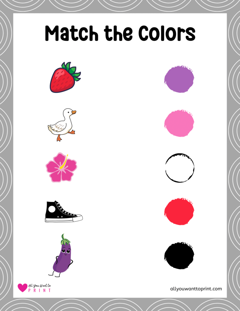 match the colors worksheet for kindergarten homeschooling
