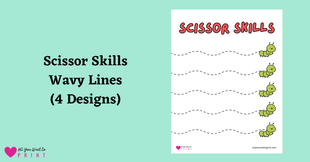 wavy curved lines scissor skills worksheet for preschool and kindergarten kids