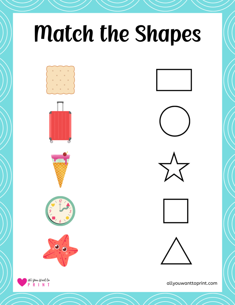 match the shapes worksheet for preschoolers homeschool