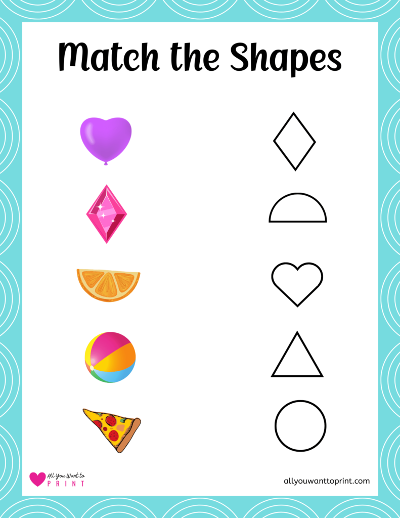 match the shapes worksheet for kindergarten homeschooling